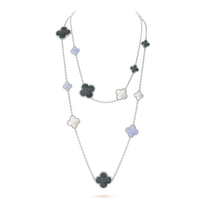 [Glow Muse] قلادة فضية CLOVER 16 MOTIF CHALCEDONY MOP