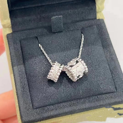 [Glow Muse]COLLAR DE PLATA CON DOBLE COLGANTE DE DIAMANTES PERLEE