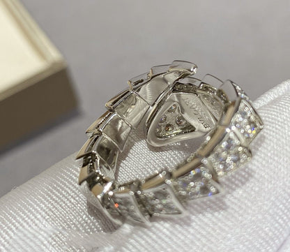 [Glow Muse] ANILLO GRANDE DE PLATA SERPENTI CON PAVÉ DE DIAMANTES