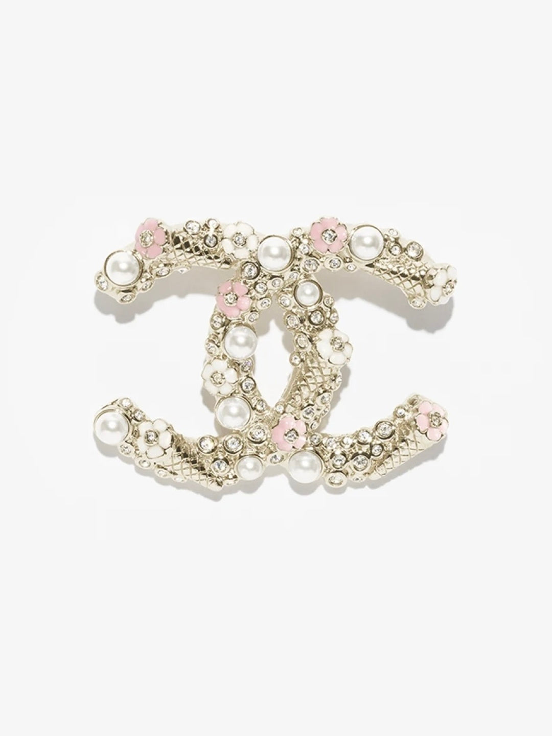 [Glow Muse]26C Broche Doble C de Cono de Helado Esmaltado Rosa-Blanco