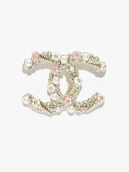 [Glow Muse]26C Broche Doble C de Cono de Helado Esmaltado Rosa-Blanco