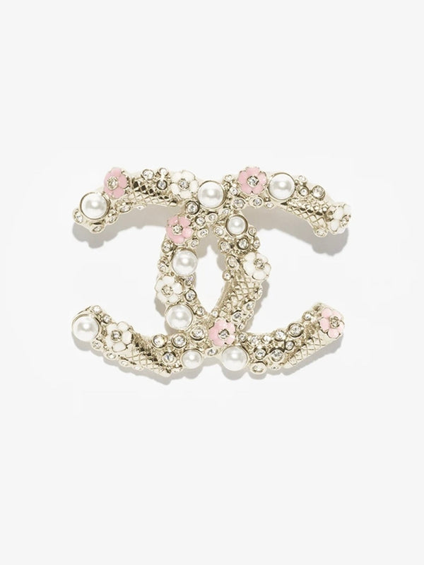 [Glow Muse]26C Broche Doble C de Cono de Helado Esmaltado Rosa-Blanco