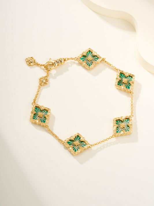 [⭐Glow Muse]Pulsera Esmaltada Cinco Flores B.C.L. (Varios Colores)