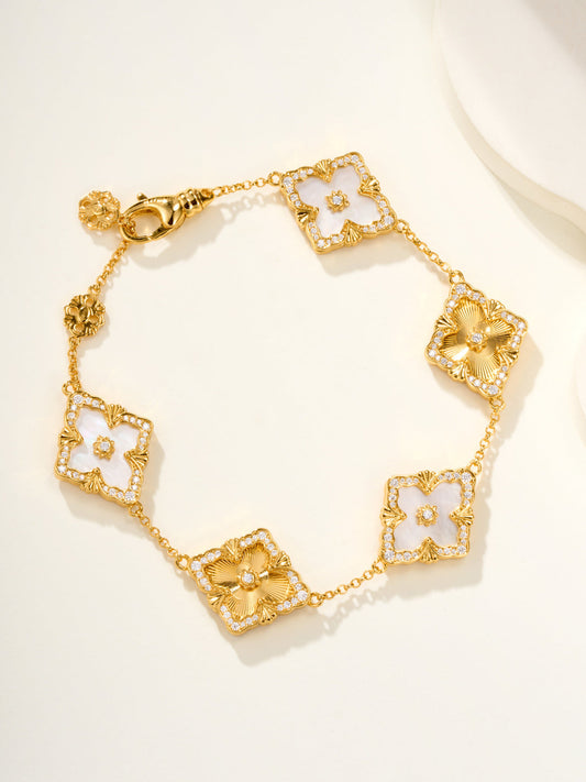 [⭐Glow Muse]B.C.L ENAMELED Pulsera de Cinco Flores（Varios Colores) TALLA GRANDE