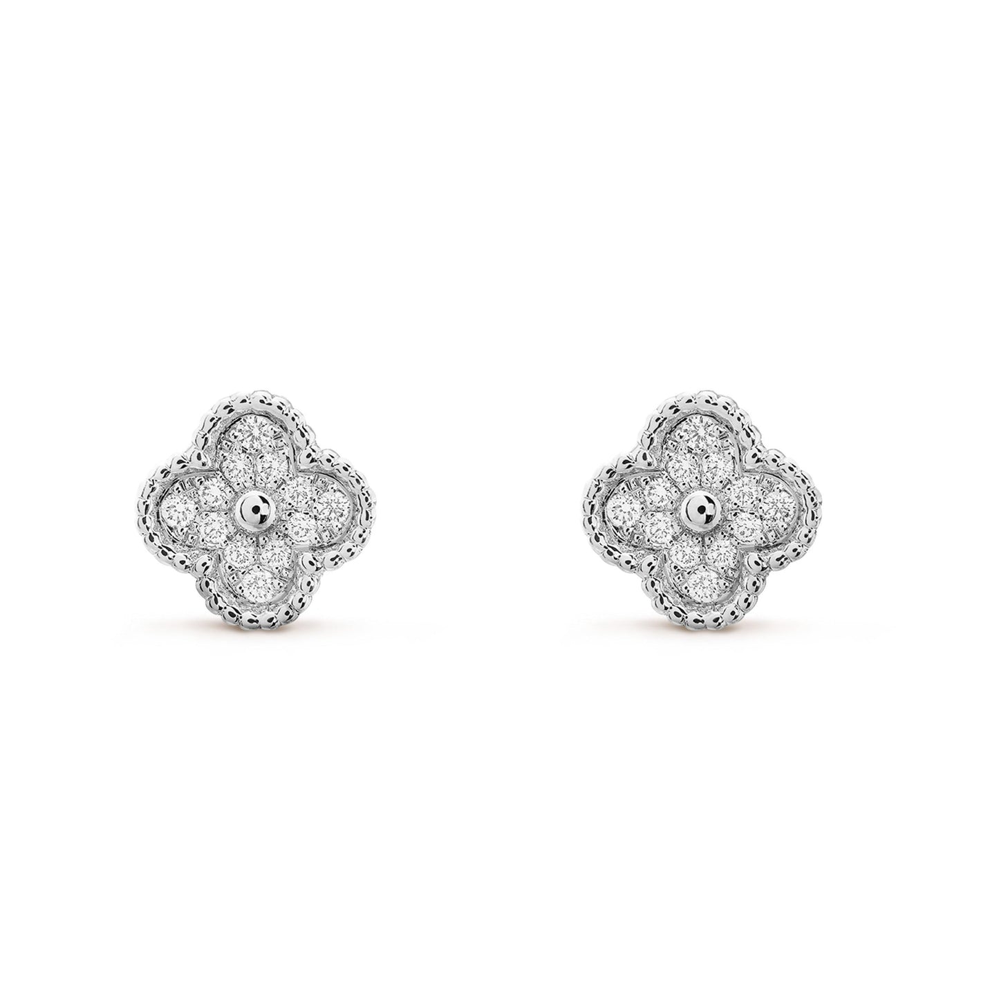 [Glow Muse]PENDIENTES DE BOTÓN PEQUEÑOS DE DIAMANTES CLOVER