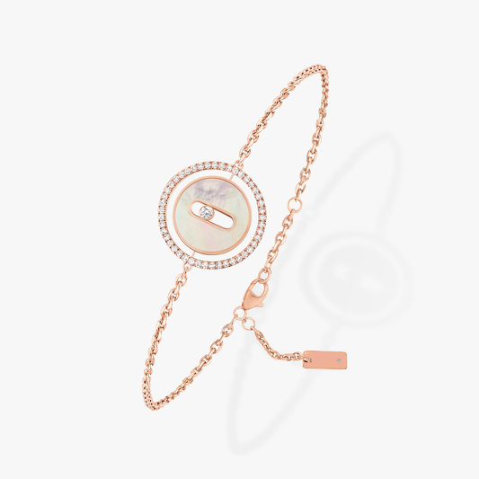 [Glow Muse]Demo PULSERA DE ORO ROSA CON MADREPERLA BLANCA Y DIAMANTES MOVE
