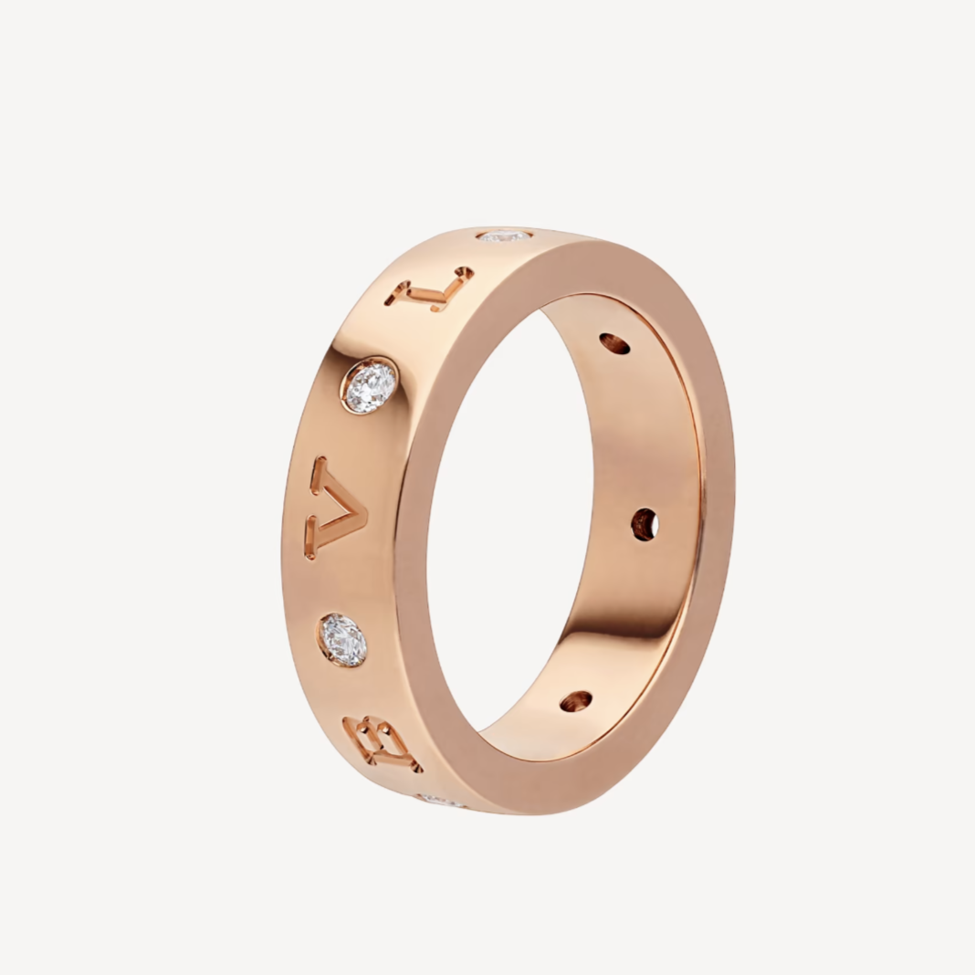 [Glow Muse]ANILLO BANDA DE ORO ROSA ESENCIAL CERO 1 CON DIAMANTES
