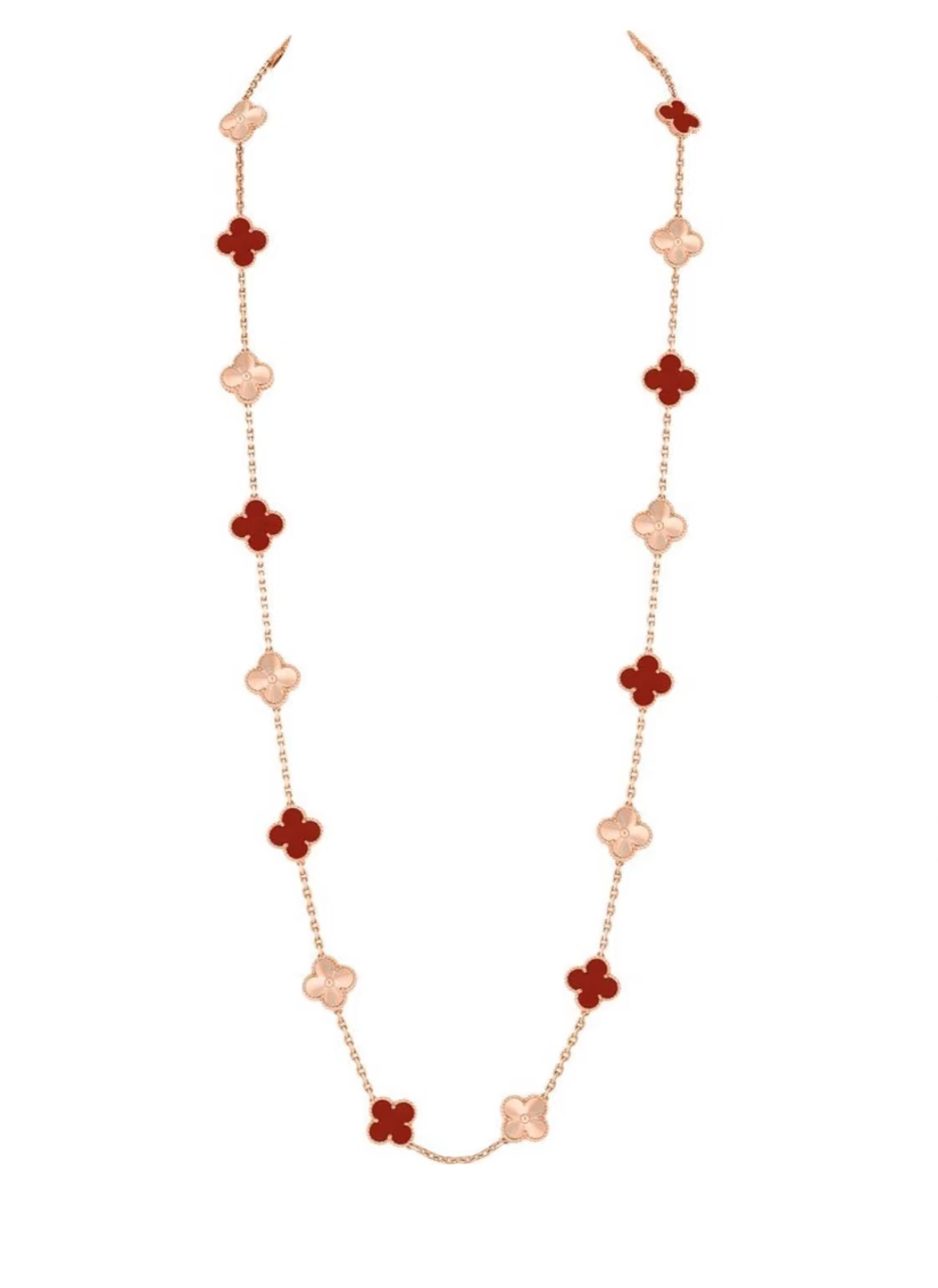 [Glow Muse]COLLAR DE CORNALINA LÁSER CON 20 MOTIVOS DE TRÉBOL