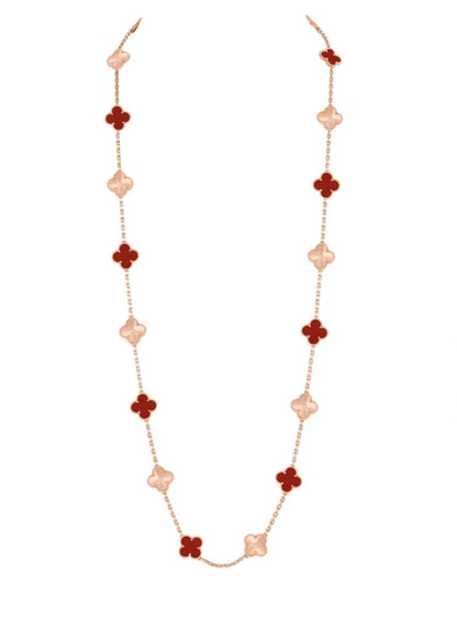 [Glow Muse]COLLAR DE CORNALINA LÁSER CON 20 MOTIVOS DE TRÉBOL
