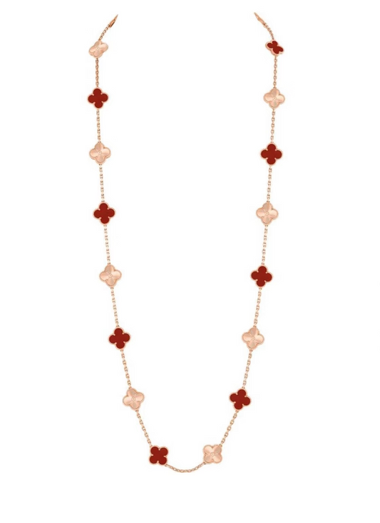 [Glow Muse]COLLAR DE CORNALINA LÁSER CON 20 MOTIVOS DE TRÉBOL