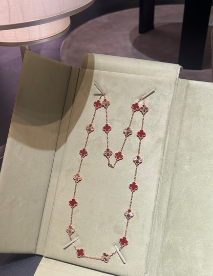 [Glow Muse]COLLAR DE CORNALINA LÁSER CON 20 MOTIVOS DE TRÉBOL
