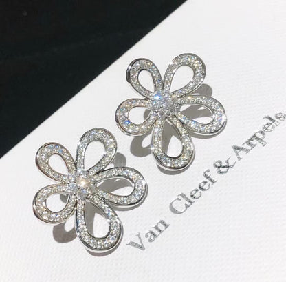 [⭐Glow Muse]PENDIENTES ENCAJE FLORAL CON DIAMANTES