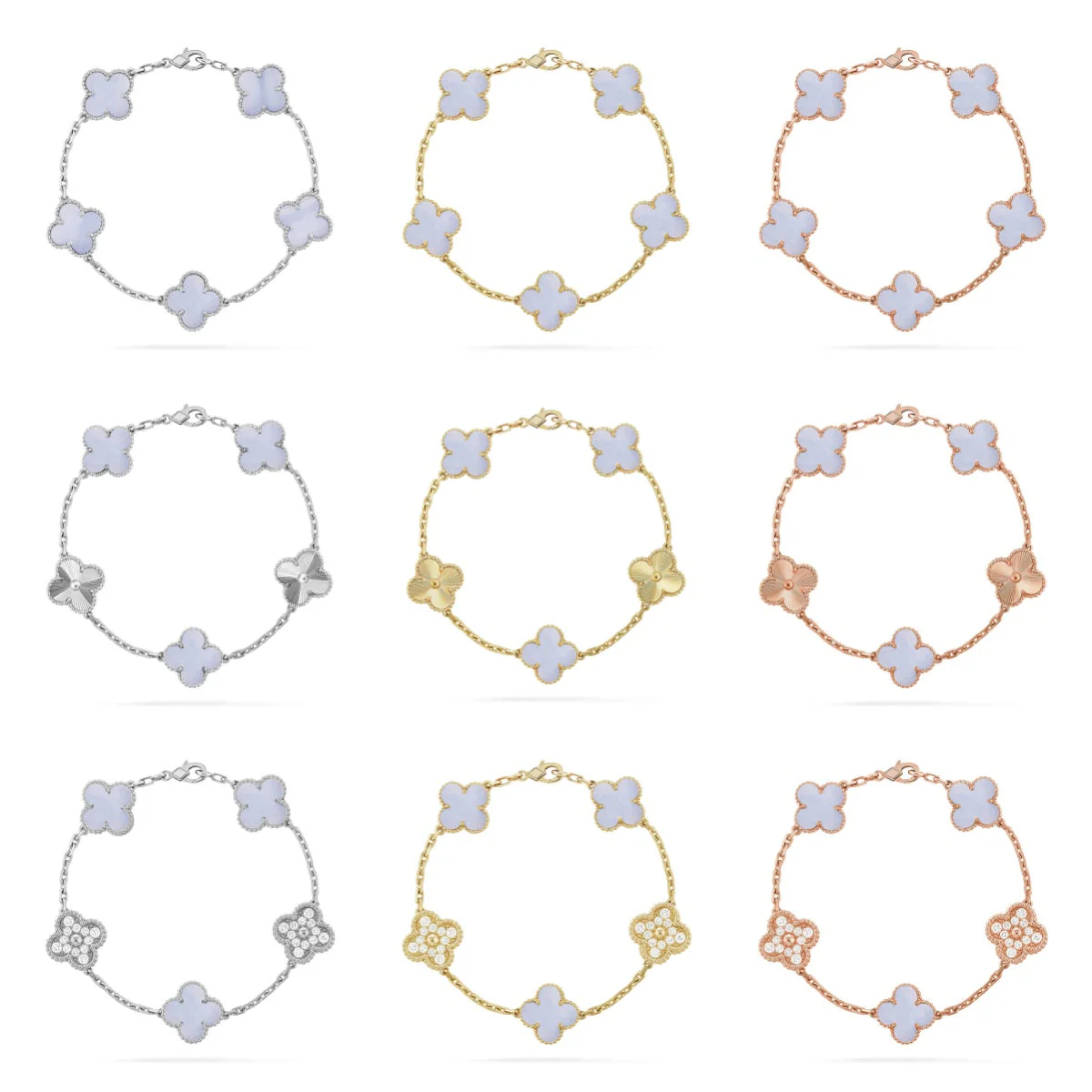 [⭐Glow Muse] مجموعة أساور العقيق الأرجواني بتصميم CLOVER 5 MOTIF