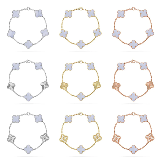 [⭐Glow Muse] مجموعة أساور العقيق الأرجواني بتصميم CLOVER 5 MOTIF