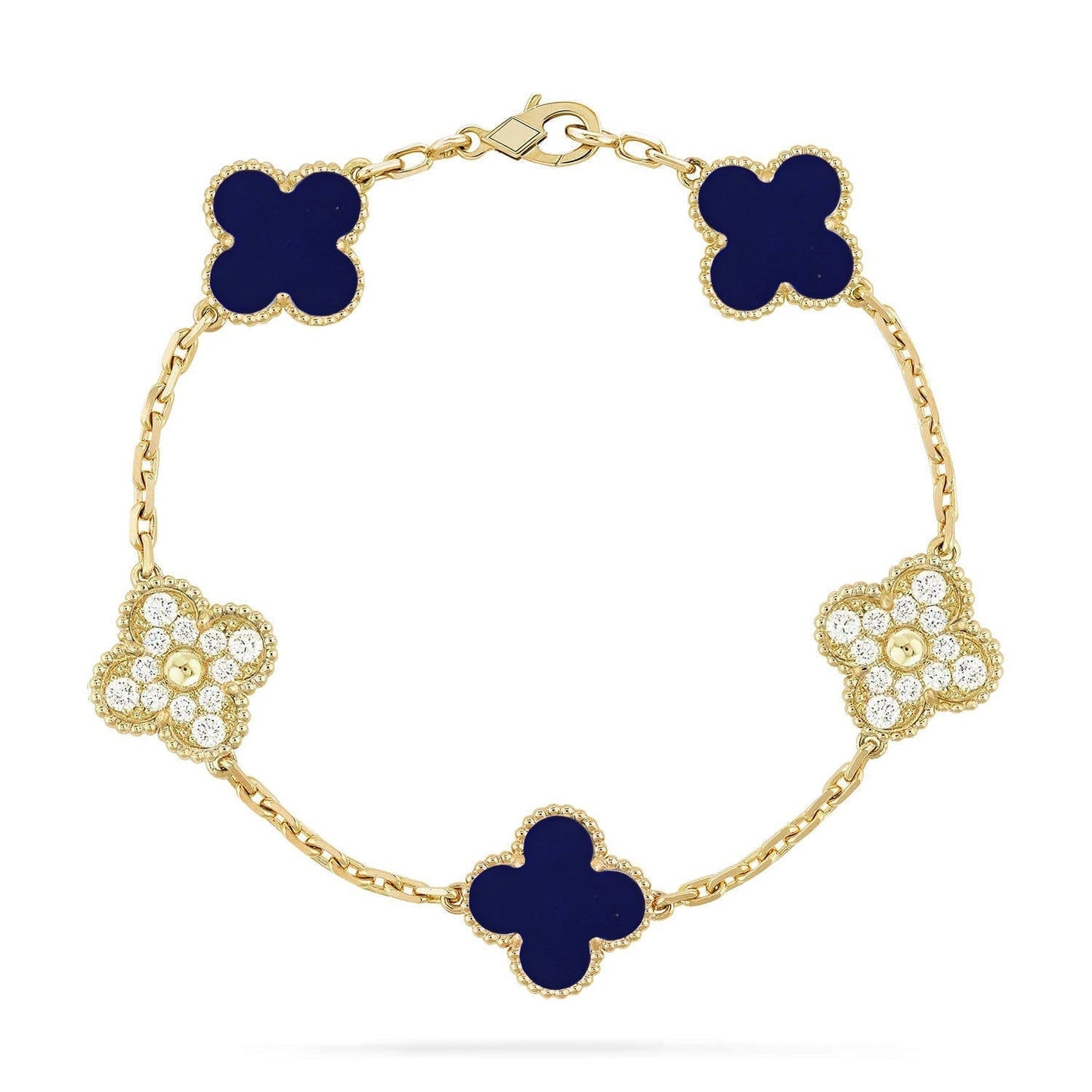 [⭐Glow Muse] مجموعة سوار CLOVER 5 MOTIF LAPIS LAZULI