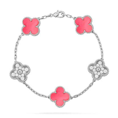 [⭐Glow Muse] مجموعة سوار CLOVER 5 MOTIFS من عرق اللؤلؤ الوردي