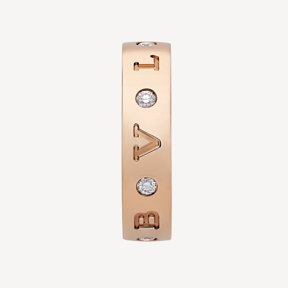 [Glow Muse]ANILLO BANDA DE ORO ROSA ESENCIAL CERO 1 CON DIAMANTES