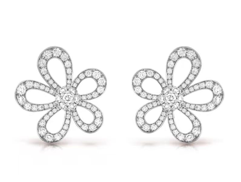 [⭐Glow Muse]PENDIENTES ENCAJE FLORAL CON DIAMANTES
