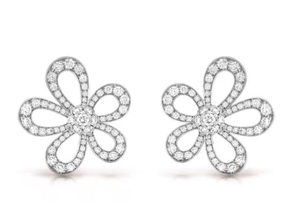 [⭐Glow Muse]PENDIENTES ENCAJE FLORAL CON DIAMANTES