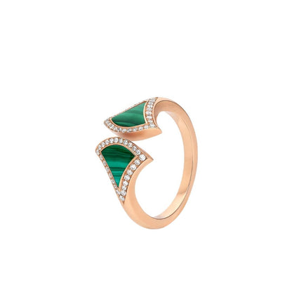 [Glow Muse]ANILLO ABIERTO DE DIAMANTES DE MALAQUITA DREAM