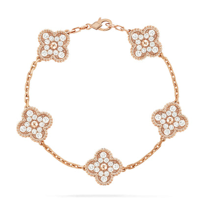 [⭐Glow Muse] مجموعة أساور CLOVER 5 MOTIF المرصعة بالماس بالكامل