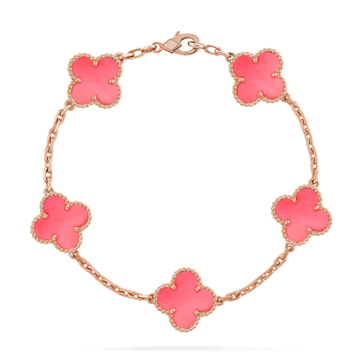 [⭐Glow Muse] مجموعة سوار CLOVER 5 MOTIFS من عرق اللؤلؤ الوردي