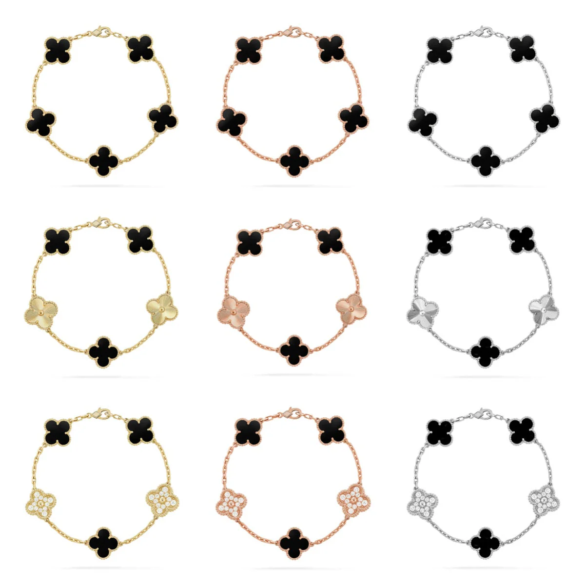 [⭐Glow Muse] مجموعة أساور العقيق من مجموعة 5 MOTIF CLOVER