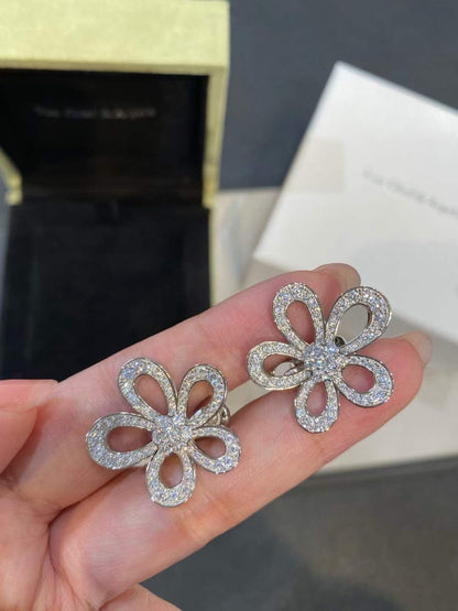 [⭐Glow Muse]PENDIENTES ENCAJE FLORAL CON DIAMANTES