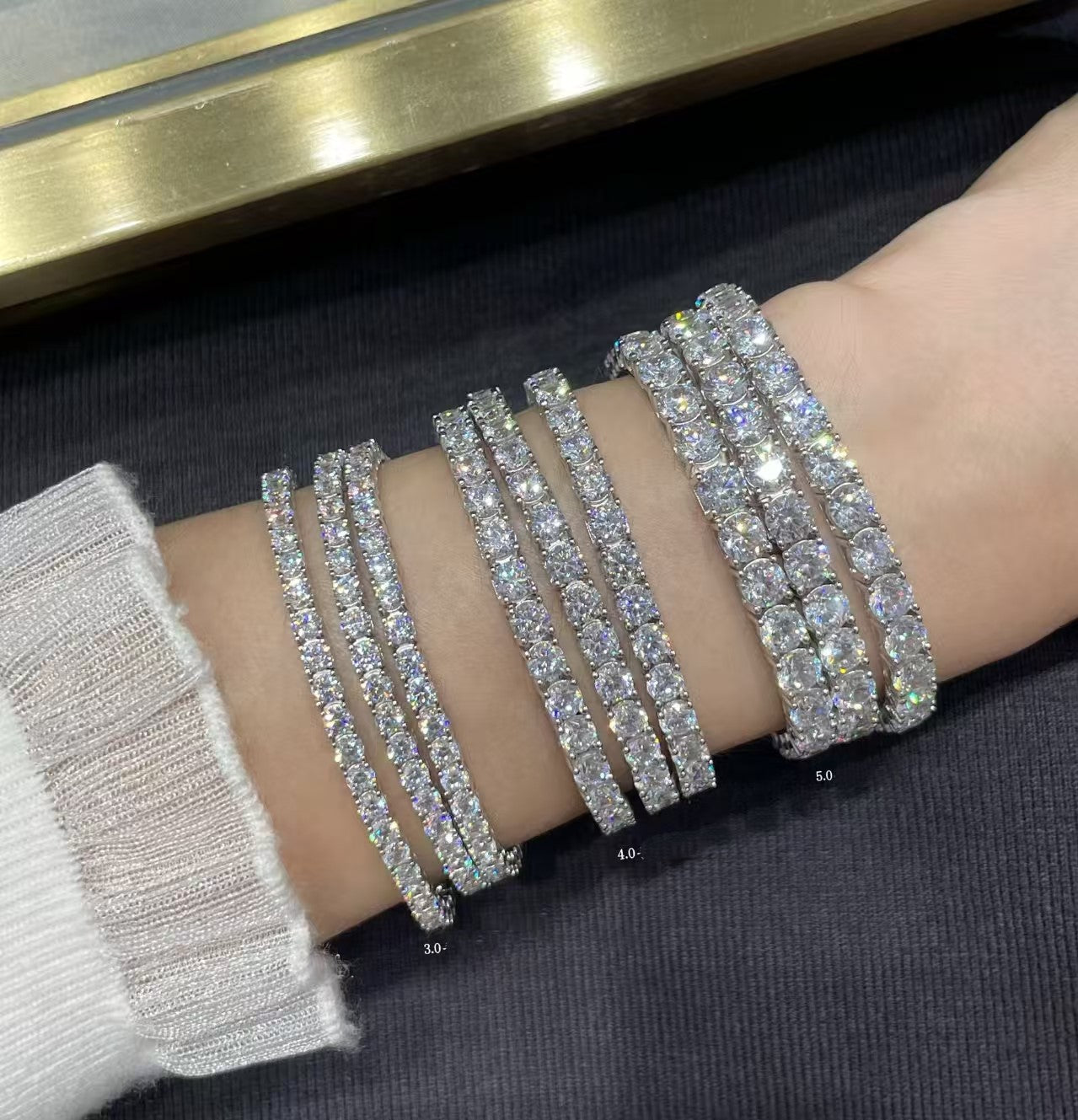 [Glow Muse joyas]PULSERA DE TENIS CON ENGARCE COMPLETO DE DIAMANTES
