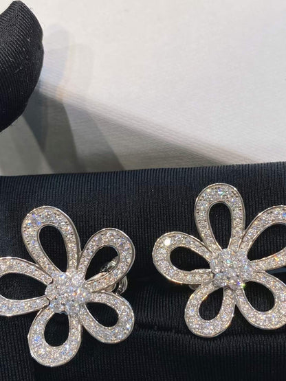 [⭐Glow Muse]PENDIENTES ENCAJE FLORAL CON DIAMANTES