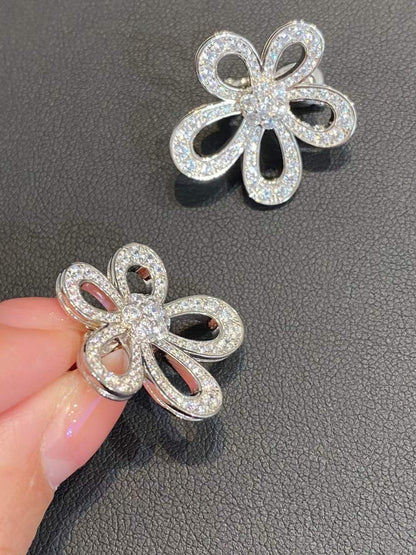 [⭐Glow Muse]PENDIENTES ENCAJE FLORAL CON DIAMANTES