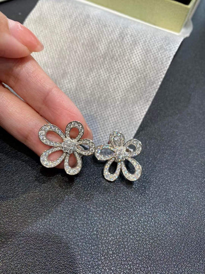 [⭐Glow Muse]PENDIENTES ENCAJE FLORAL CON DIAMANTES