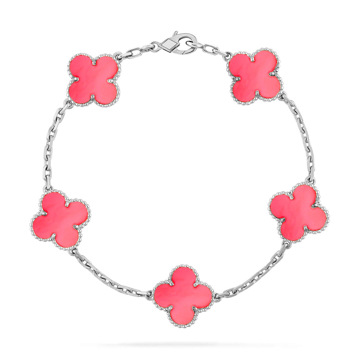 [⭐Glow Muse] مجموعة سوار CLOVER 5 MOTIFS من عرق اللؤلؤ الوردي