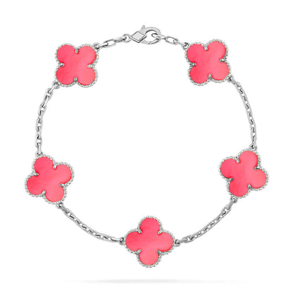 [⭐Glow Muse] مجموعة سوار CLOVER 5 MOTIFS من عرق اللؤلؤ الوردي