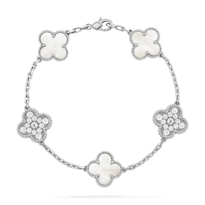 [⭐Glow Muse] مجموعة أساور CLOVER WHITE PEARL MOP ذات الـ 5 نقوش