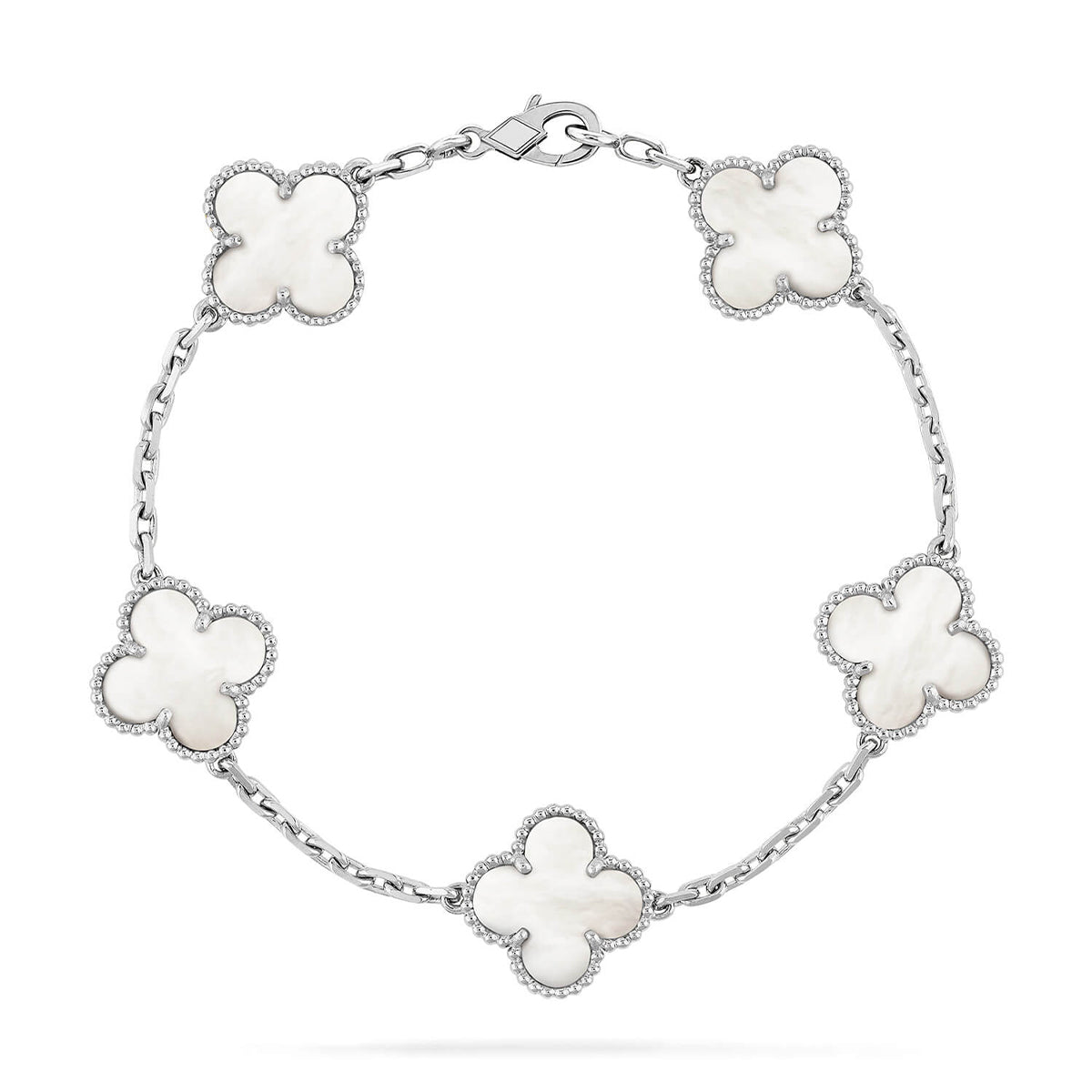 [⭐Glow Muse] مجموعة أساور CLOVER WHITE PEARL MOP ذات الـ 5 نقوش