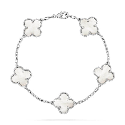 [⭐Glow Muse] مجموعة أساور CLOVER WHITE PEARL MOP ذات الـ 5 نقوش