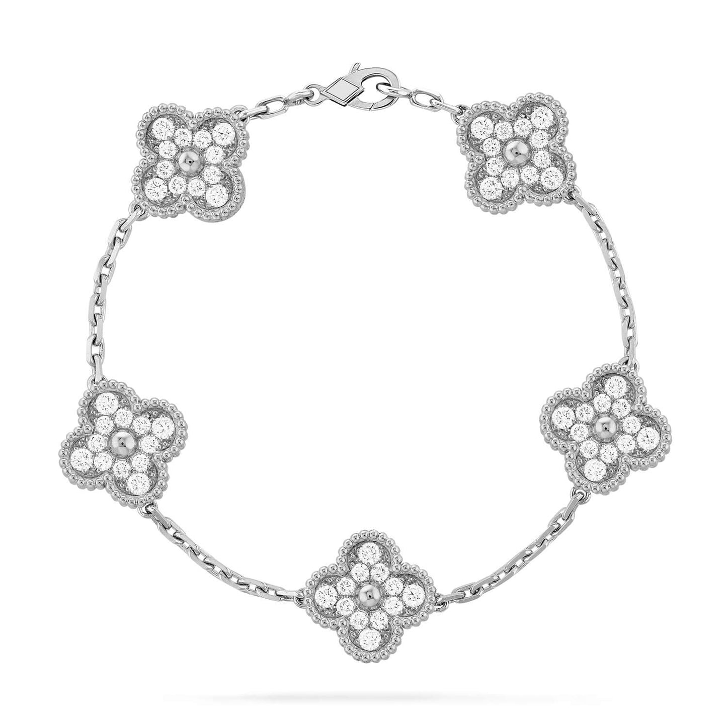 [⭐Glow Muse] مجموعة أساور CLOVER 5 MOTIF المرصعة بالماس بالكامل