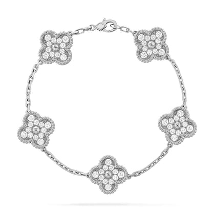 [⭐Glow Muse] مجموعة أساور CLOVER 5 MOTIF المرصعة بالماس بالكامل