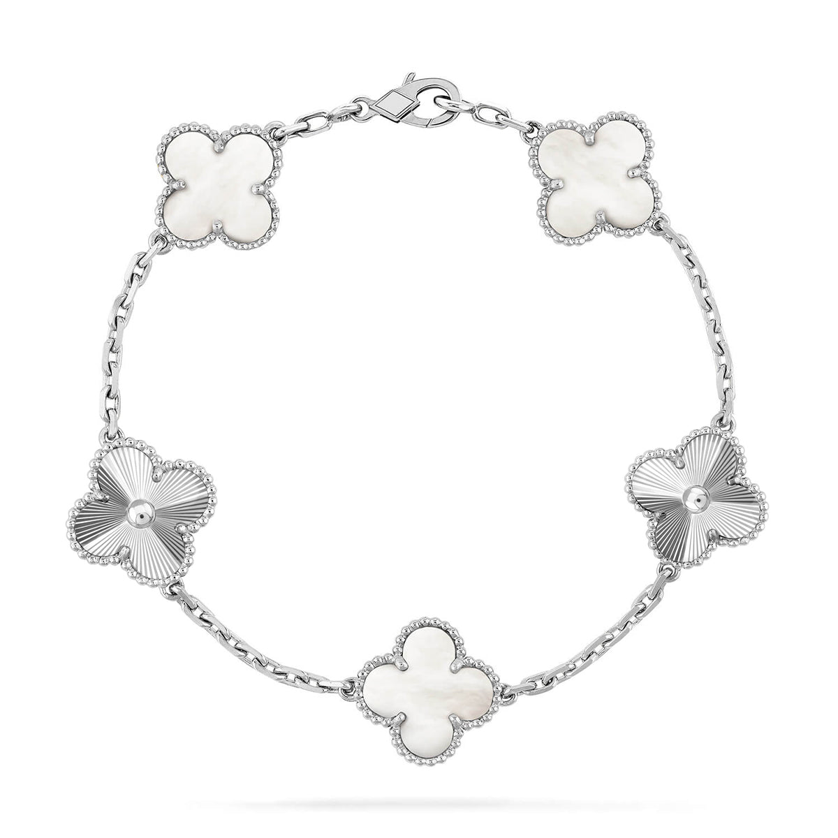 [⭐Glow Muse] مجموعة أساور CLOVER WHITE PEARL MOP ذات الـ 5 نقوش