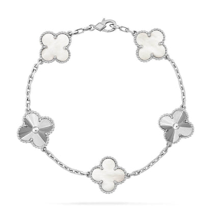 [⭐Glow Muse] مجموعة أساور CLOVER WHITE PEARL MOP ذات الـ 5 نقوش