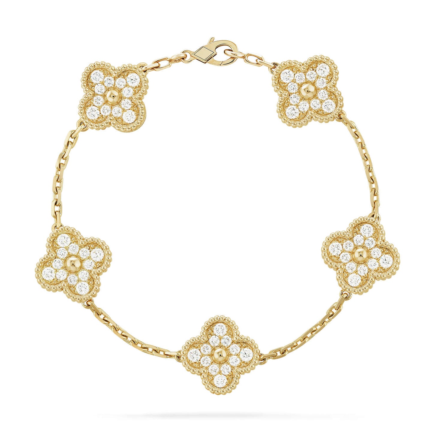 [⭐Glow Muse] مجموعة أساور CLOVER 5 MOTIF المرصعة بالماس بالكامل
