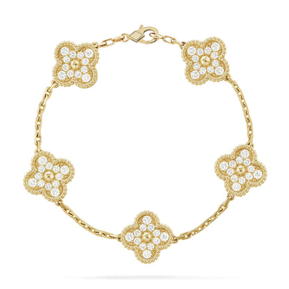 [⭐Glow Muse] مجموعة أساور CLOVER 5 MOTIF المرصعة بالماس بالكامل