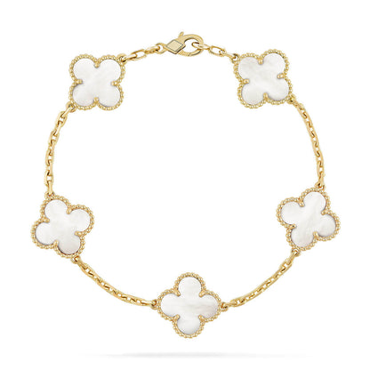 [⭐Glow Muse] مجموعة أساور CLOVER WHITE PEARL MOP ذات الـ 5 نقوش