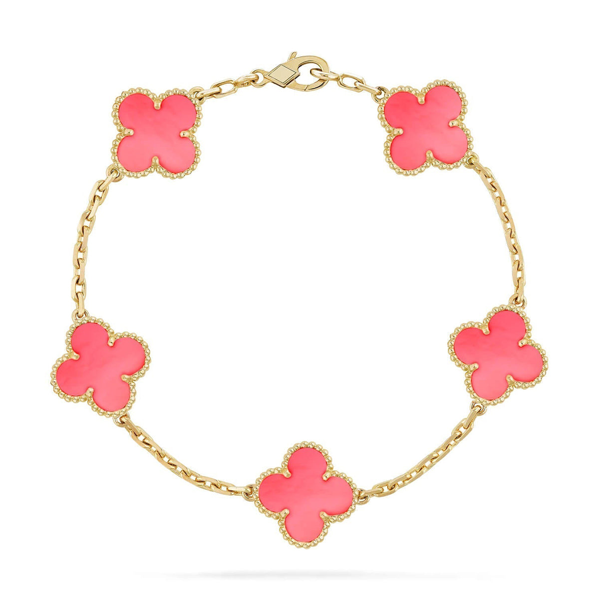 [⭐Glow Muse] مجموعة سوار CLOVER 5 MOTIFS من عرق اللؤلؤ الوردي