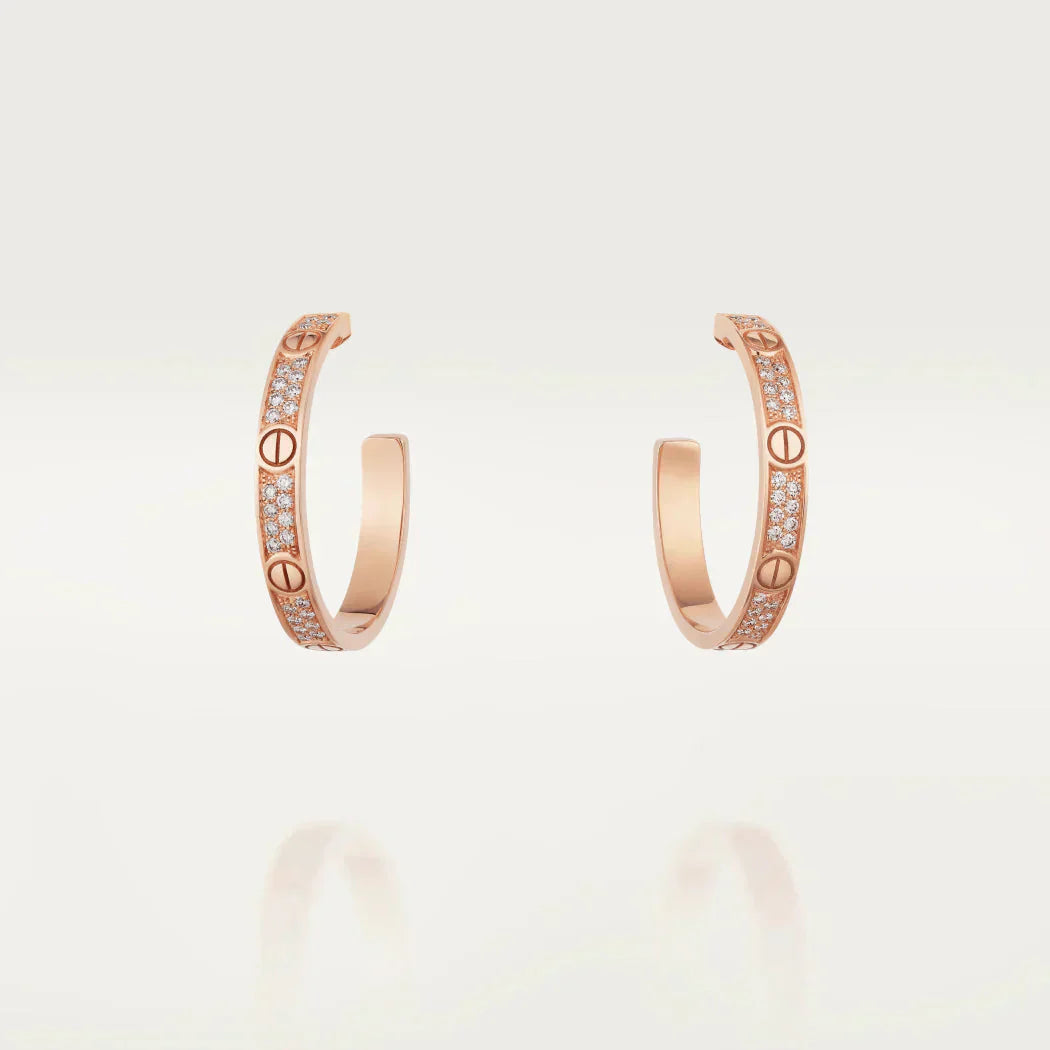 [Glow Muse]LOVE DIAMOND PINK GOLD HOOP EARRINGS