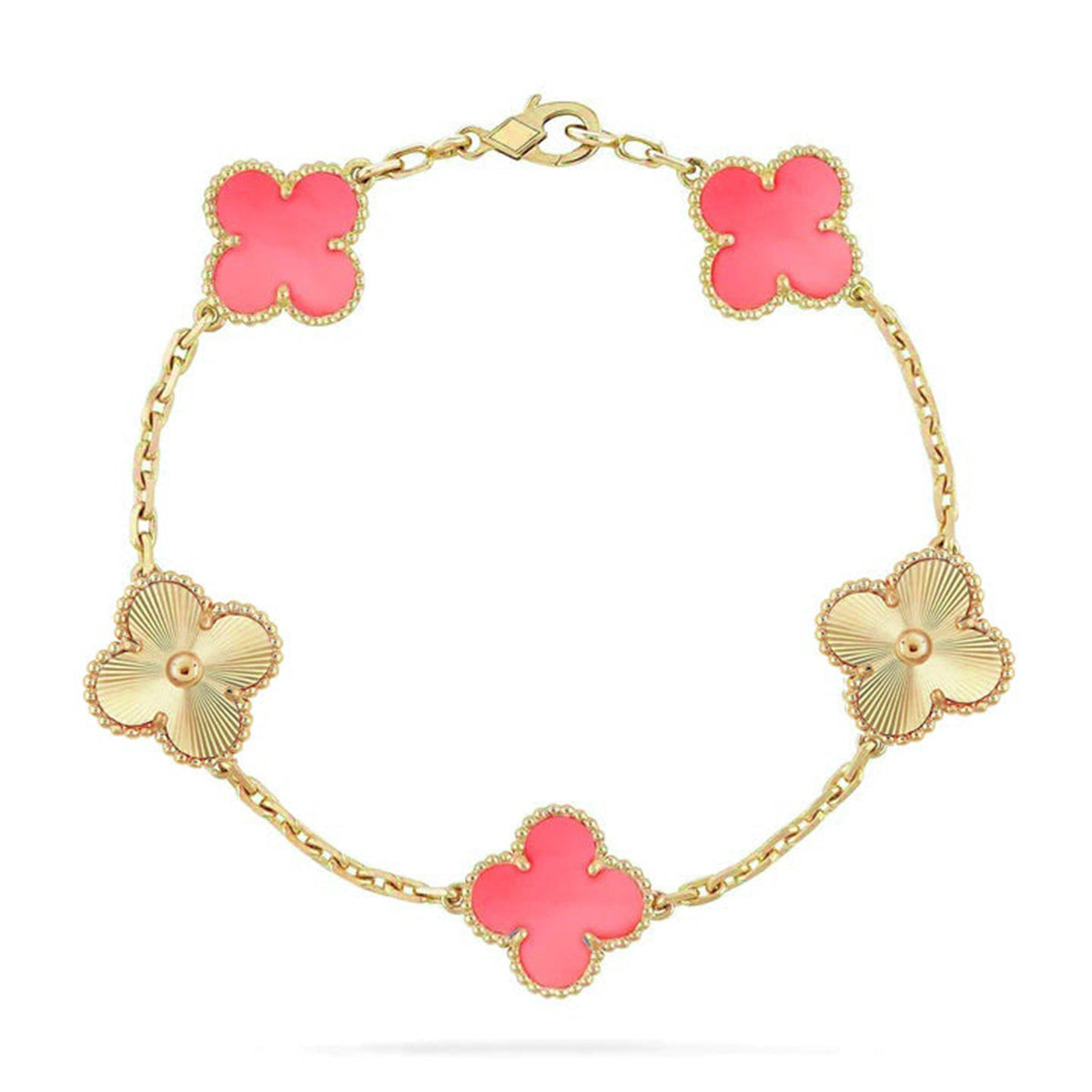 [⭐Glow Muse] مجموعة سوار CLOVER 5 MOTIFS من عرق اللؤلؤ الوردي