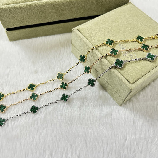[Glow Muse] PULSERA TRÉBOL DE 6 MOTIVOS DE MALAQUITA