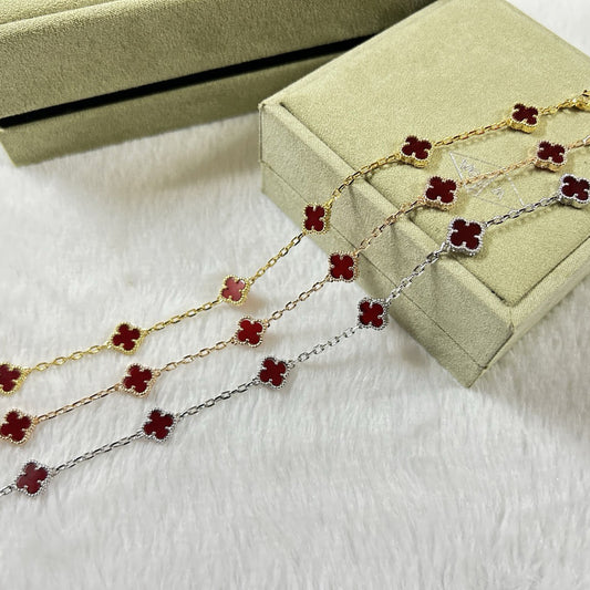 [Glow Muse] PULSERA TRÉBOL 6 MOTIVOS ÁGATA ROJA
