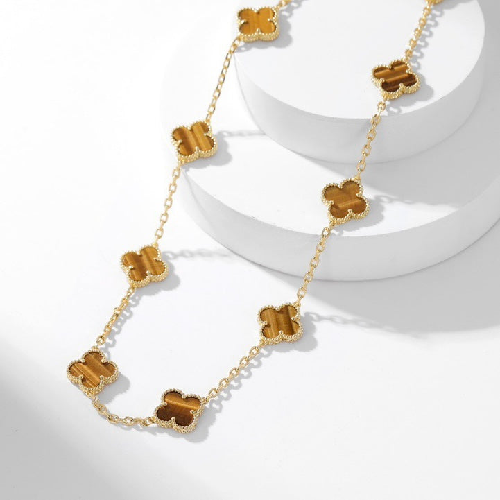 [Glow Muse]COLLAR DE 10 MOTIVOS OJO DE TIGRE CLOVER